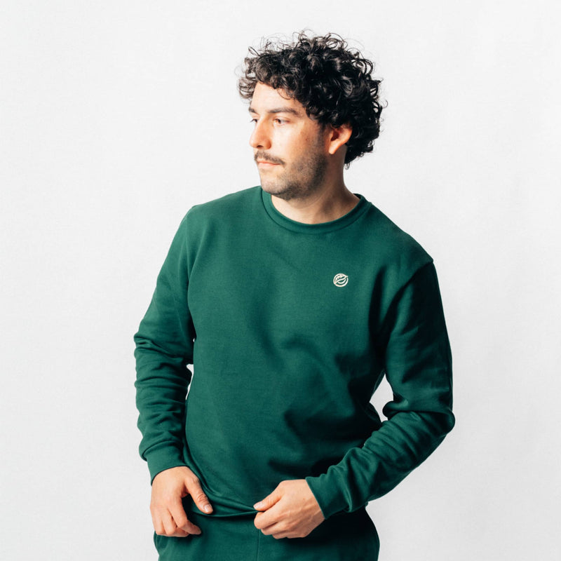 RECORD I Natural Crewneck Sweater - dunkelgrün