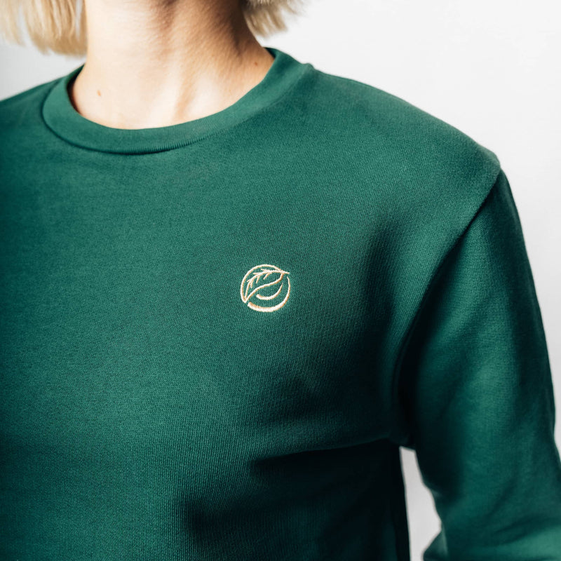 RECORD I Natural Crewneck Sweater aus Bio-Baumwolle - dunkelgrün