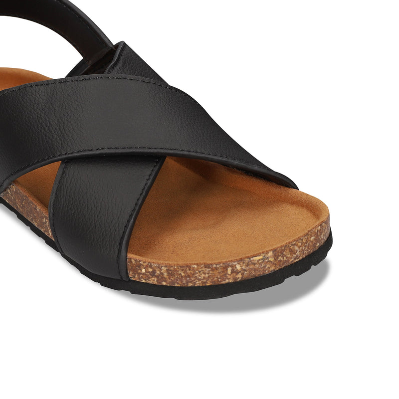 Sandales véganes unisex à sangles croisées en cuir pomme slingback et semelle matelassé | NAE