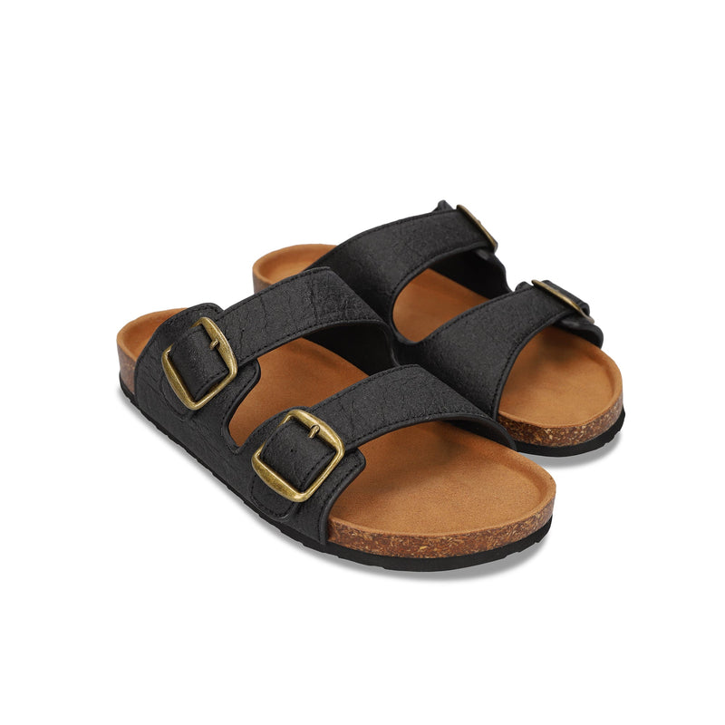 Vegane Unisex-Sandalen gepolstert flache verstellbarer Riemen Schnallen Piñatex | NAE