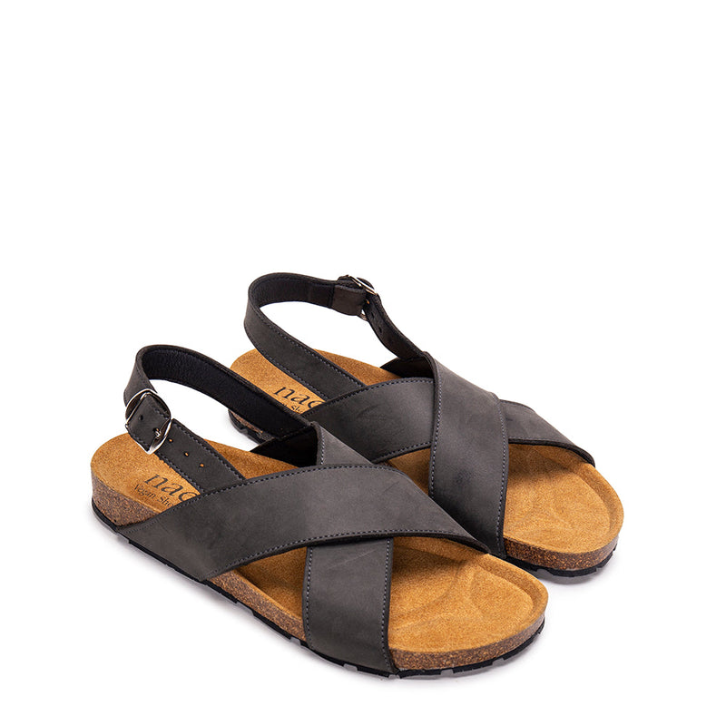 Vegane Sandalen flache Slingback offene, polsterung Sohle und gekreuzten Riemen | NAE