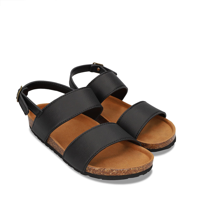 Sandalia vegana unisex destalonada en apple skin negro tirante ajustable hebilla | NAE