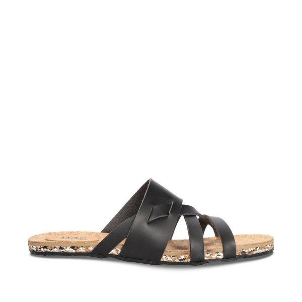 Vegan sandal criss-cross flat backless cushioned organic cork recycled rubber | NAE